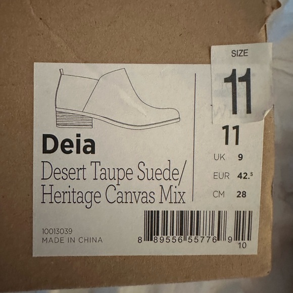 TOMS Deia bootie NWT Desert Taupe Suede/Heritage Canvas size 11 - Picture 4 of 4